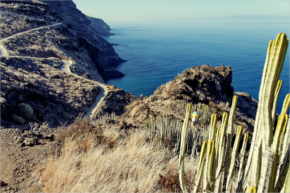 Auf einem Wanderpfad an der Steilküste im Nordwesten der Insel La Palma